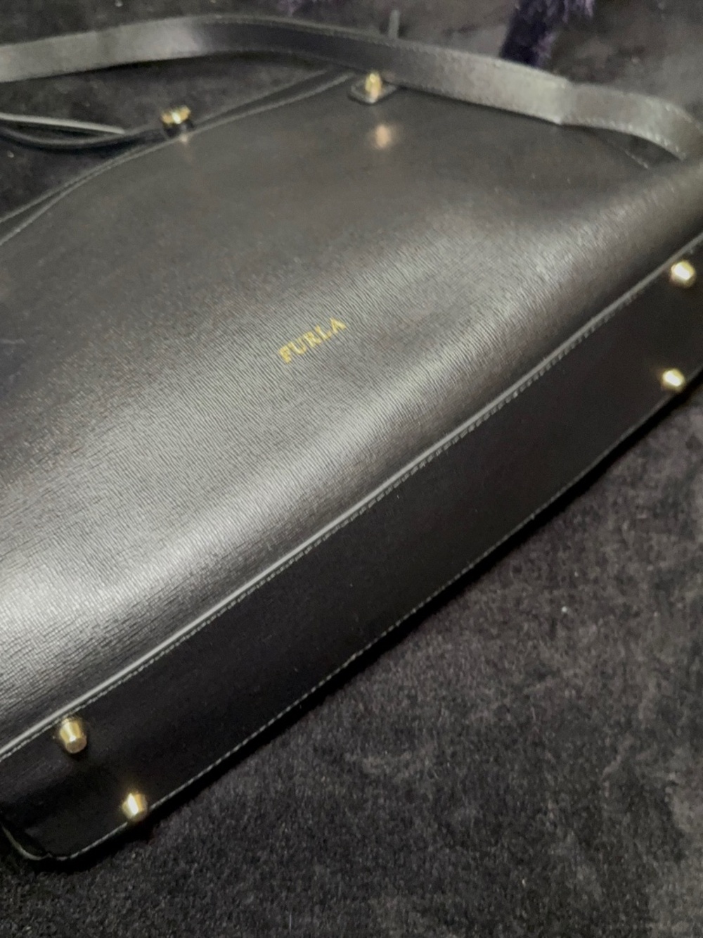 Furla black leather satchel crossbody